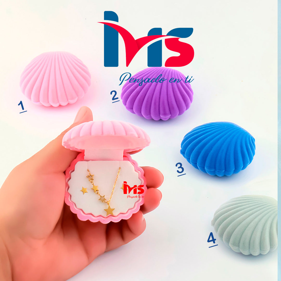 🐚 Caja de Joyería con Forma de Concha – Set de 2 Piezas (Viaje).