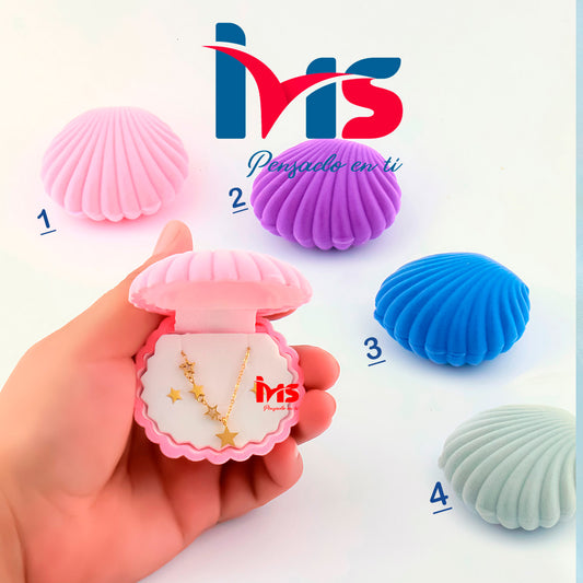 🐚 Caja de Joyería con Forma de Concha – Set de 2 Piezas (Viaje).
