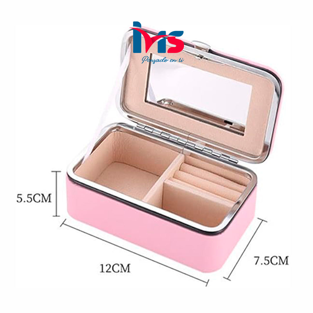 💍 Joyero Compacto con Espejo – Rosa.