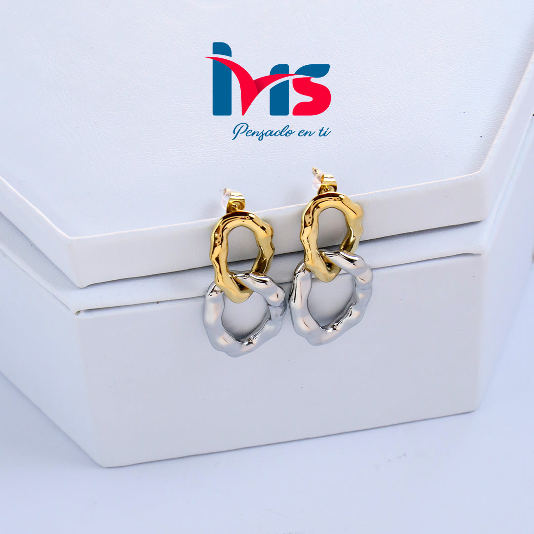 Aretes Colgantes de Acero Quirúrgico 316L Waterproof – Diseño Orgánico Dorado / Plateado