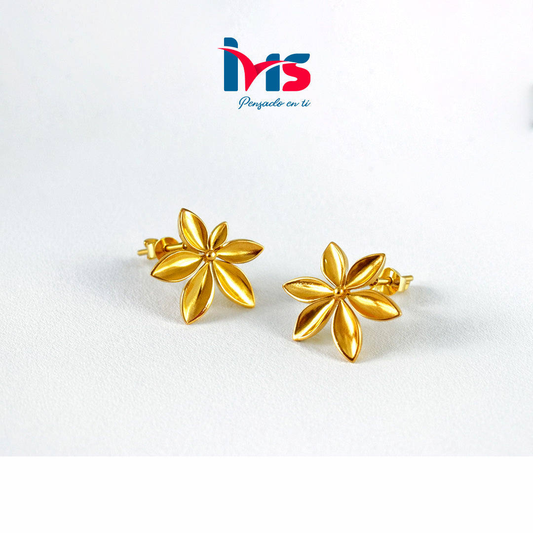 Aretes Flor Dorada – Acero Inoxidable 304 Waterproof