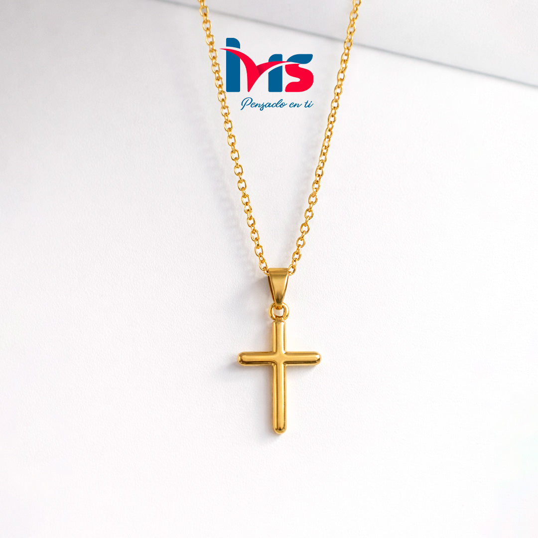 ✨ Collar Cruz Dorada en Acero Inoxidable 304.