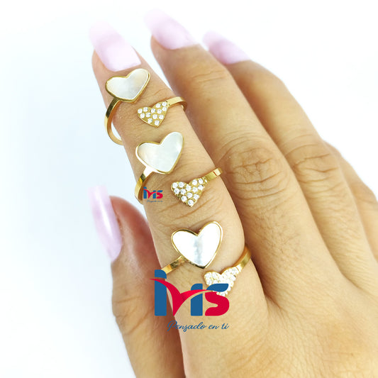 Anillo Corazones Ajustable | Acero 316L Premium, Enchapado en Oro y Recubrimiento PVD