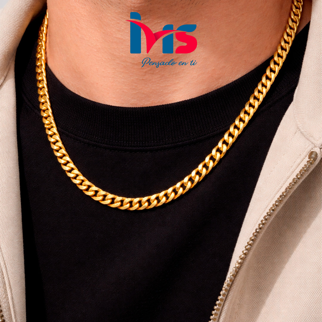 Cadena Dorada Tipo Cubana – Acero Inoxidable 304- hombre