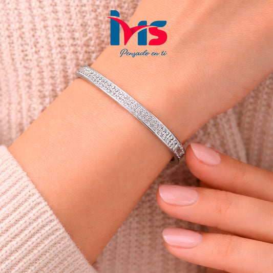 Pulsera rígida de acero inoxidable 304 con cristales