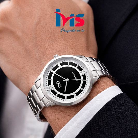 ⌚ Reloj Original Q&Q C08A-028PY para Hombre – Acero Plateado | Diseño Clásico Elegante