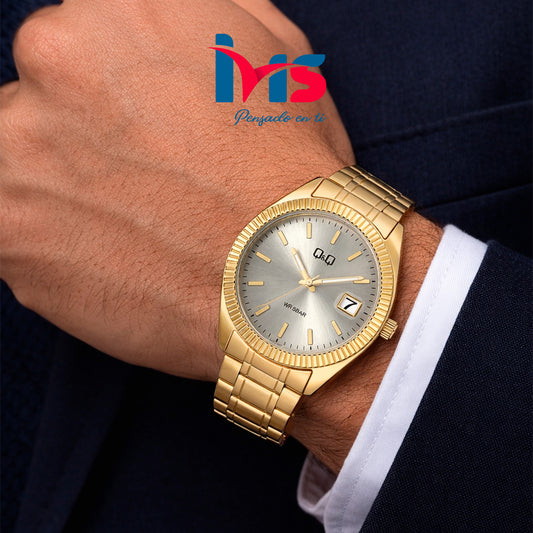 ⌚ Reloj Q&Q Original A476J001Y – Dorado Elegante para Hombre