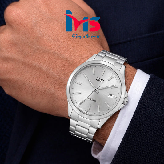 ⌚ Reloj Q&Q Original A484J201Y para Hombre – Plata Clásico con Esfera Plateada