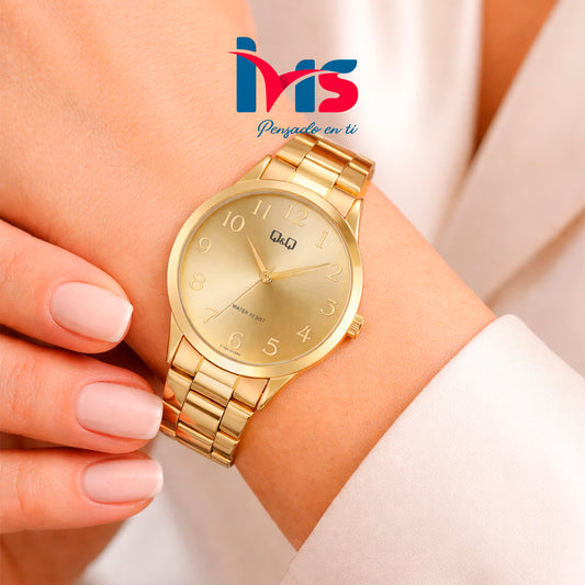 ⌚ Reloj Original Q&Q C10A-014PY para Mujer – Dorado Elegante