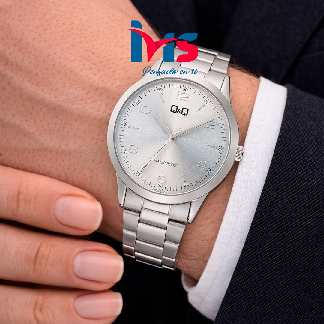 ⌚ Reloj Original Q&Q C10A-043PY para Hombre – Acero Plateado Elegante