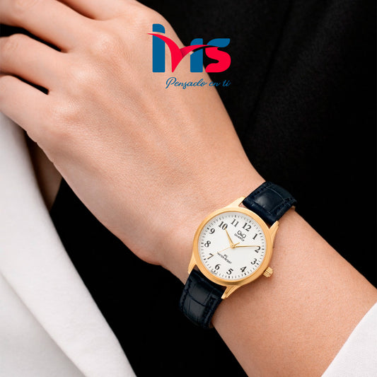 ⌚ Reloj Q&Q C169J104Y para Mujer – Dorado con Correa Negra