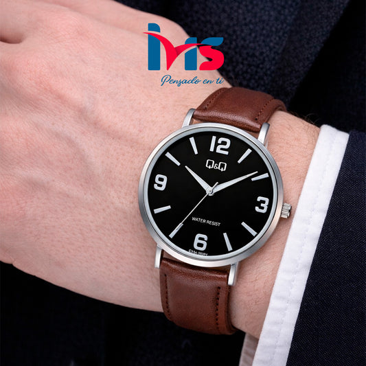 ⌚ Reloj Original Q&Q C33A-003PY para Hombre – Clásico con Correa Marrón