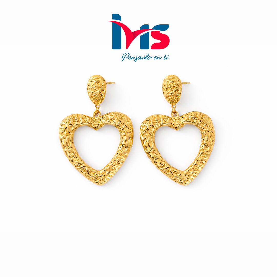 Aretes Colgantes de Corazón en Acero Inoxidable 304