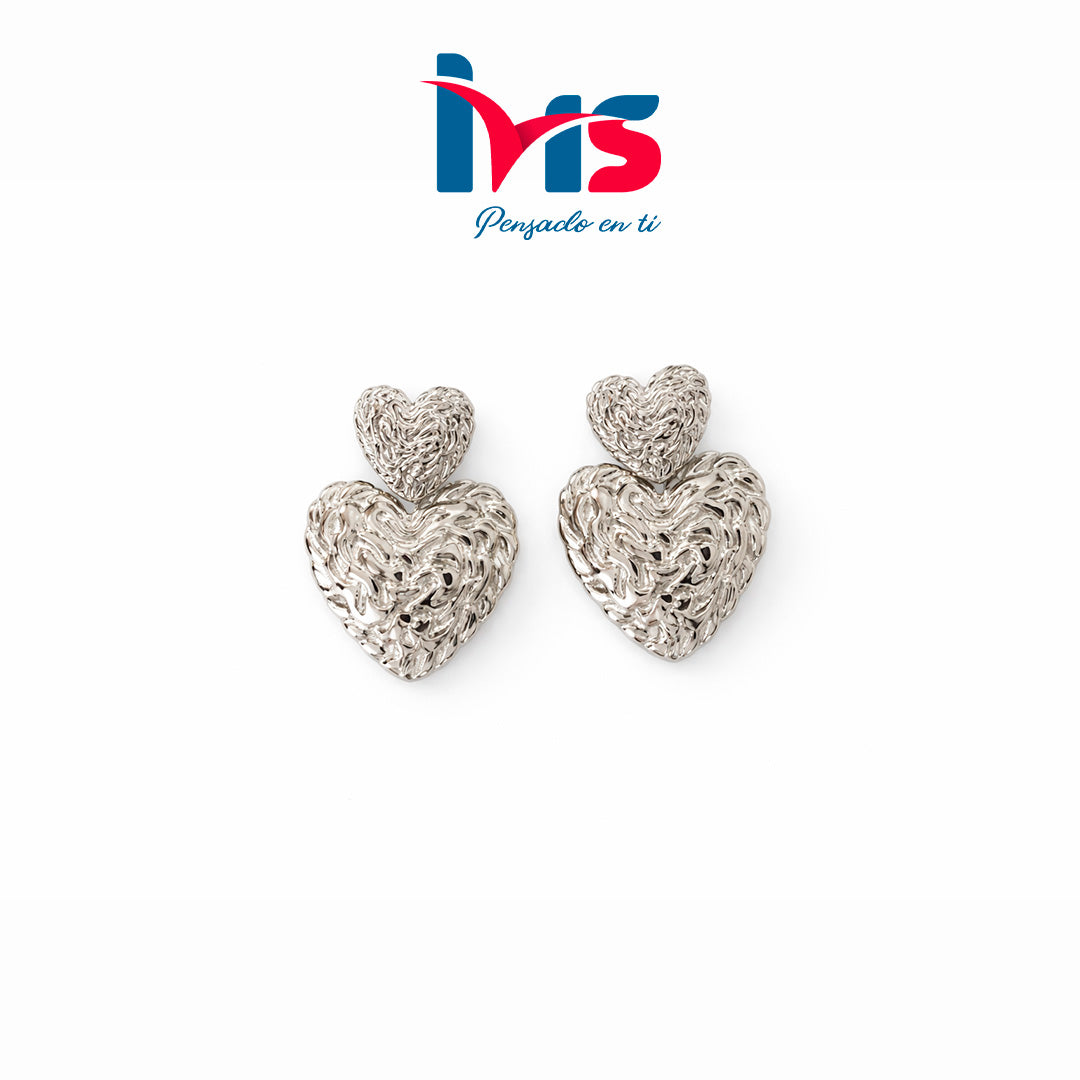 Aretes de Corazón Doble en Acero Inoxidable 304