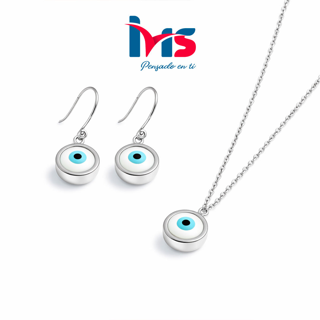 ✨ Set de Collar y Aretes Ojo – Acero Quirúrgico 316L ✨