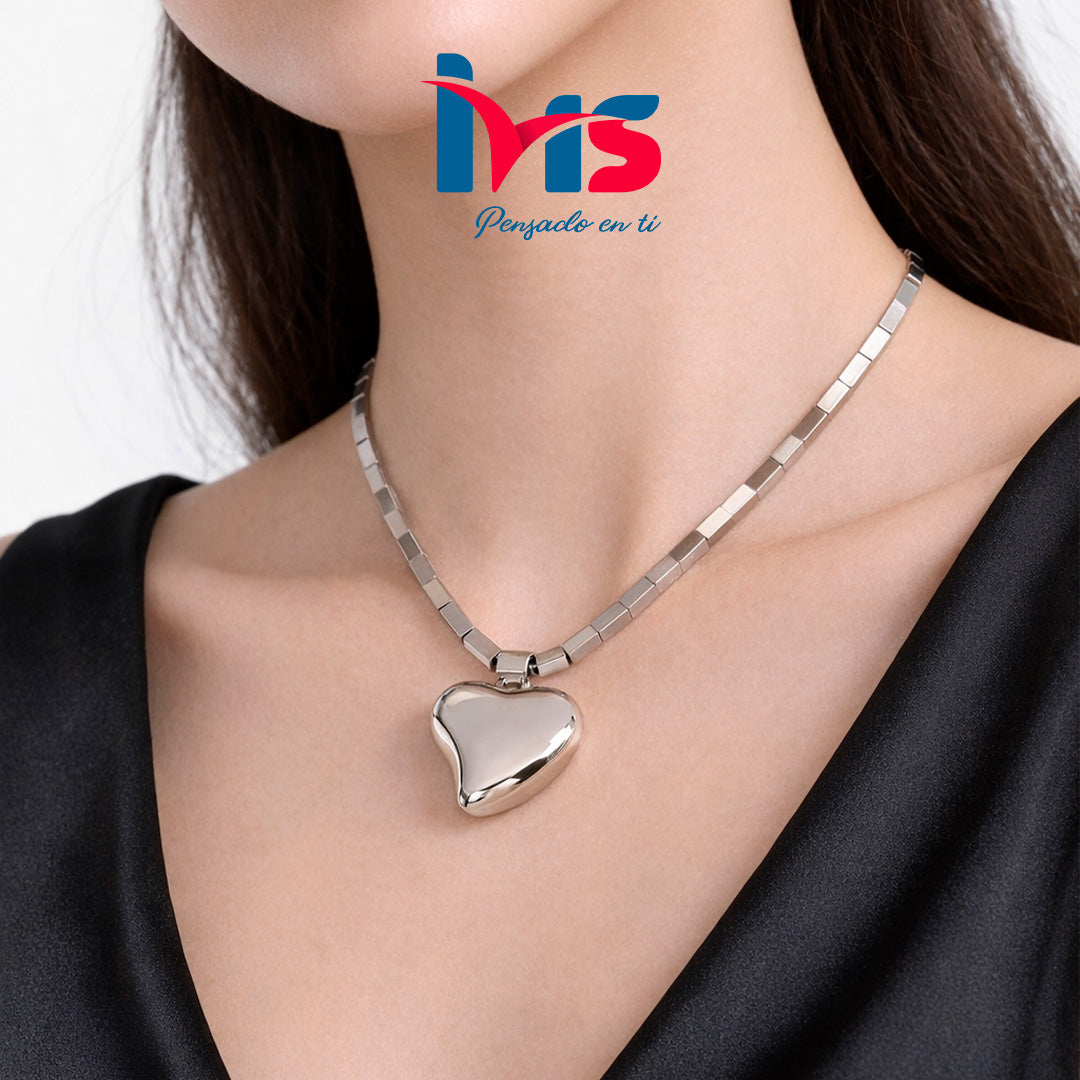 ✨ Collar Corazón de Acero Quirúrgico 316L Waterproof