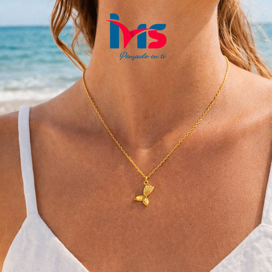 Collar de Acero Inoxidable 304 con Dije Cola de Ballena