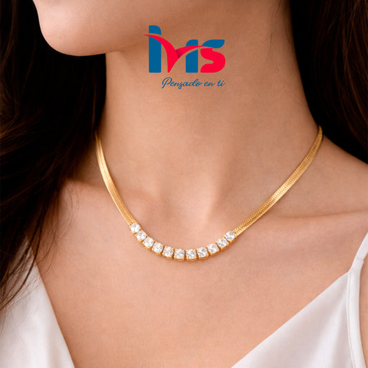 Collar Espiga con Incrustaciones de Circones