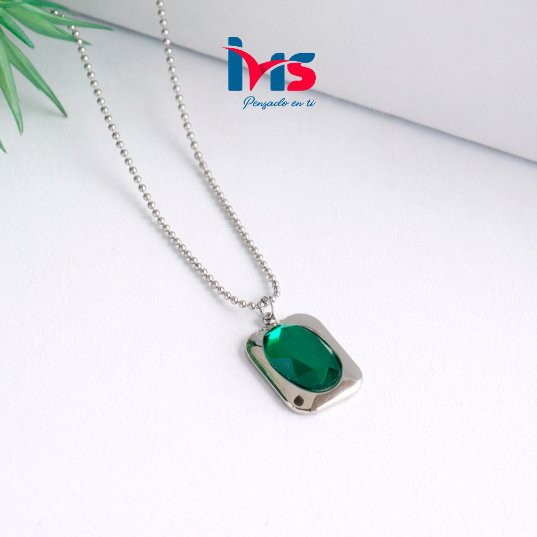 ✨ Collar Piedra Verde Elegante – Acero Quirúrgico 316L Waterproof✨