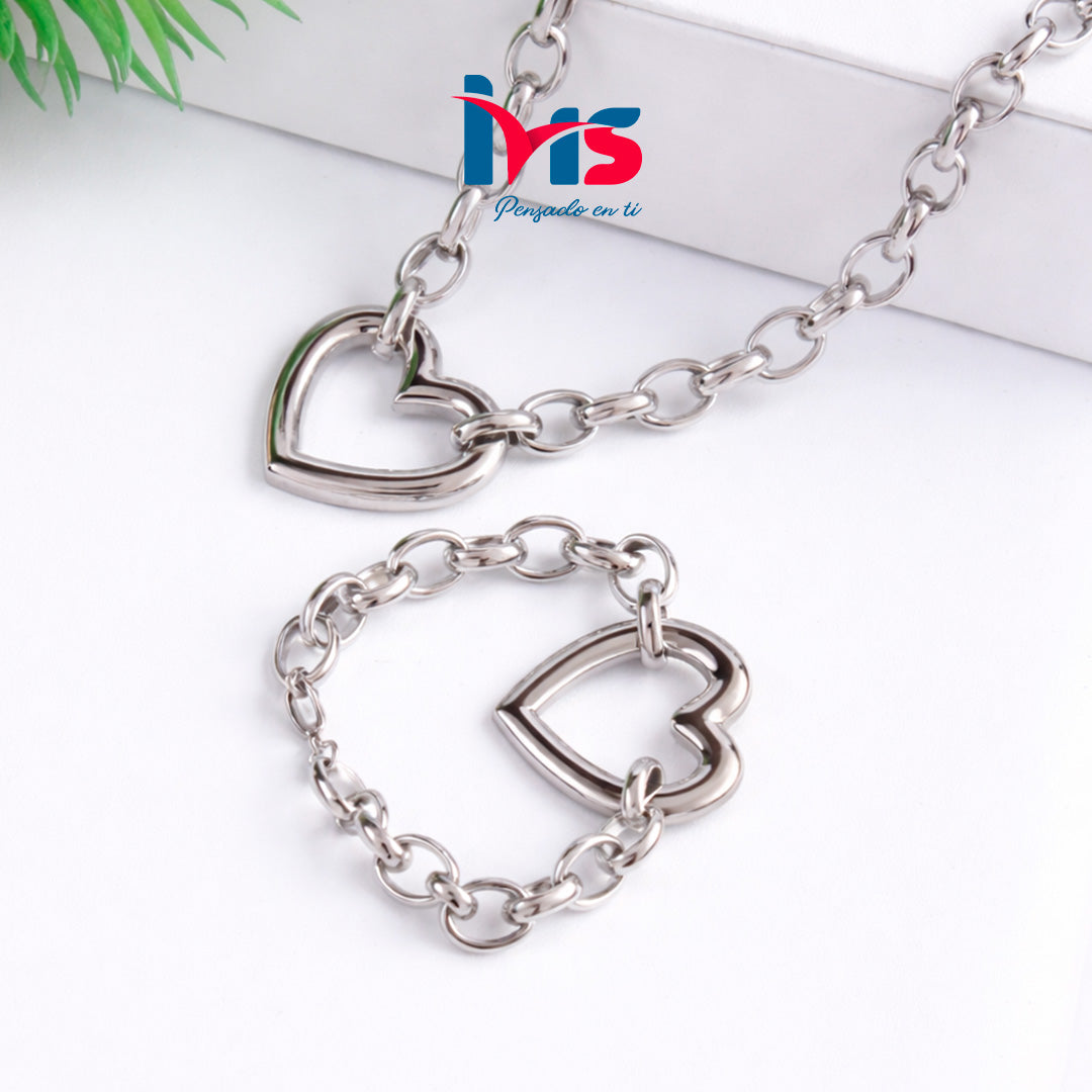 💎 Set Collar y Pulsera Corazón – Acero Quirúrgico 316L Waterproof.