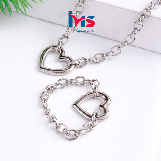 💎 Set Collar y Pulsera Corazón – Acero Quirúrgico 316L Waterproof.