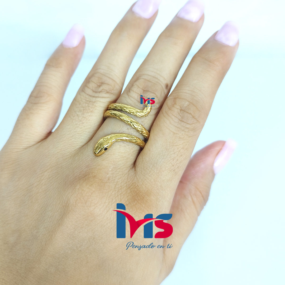 Anillo Serpiente Elegance de Acero 316L Premium, Enchapado en Oro con Recubrimiento PVD
