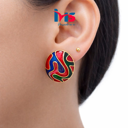 ✨ Aretes Circulares Multicolor con Esmalte Artístico.