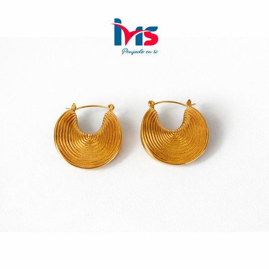 ✨ Aretes Texturizados de Acero Quirúrgico 316L Enchapado en Oro 18K Waterproof