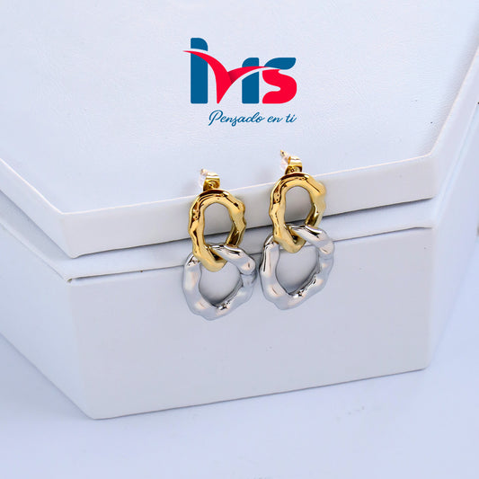 Aretes Colgantes de Acero Quirúrgico 316L Waterproof – Diseño Orgánico Dorado / Plateado