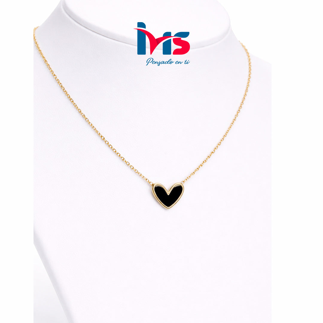 🖤 Collar Corazón Negro en Acero Inoxidable 304 - Elegante.
