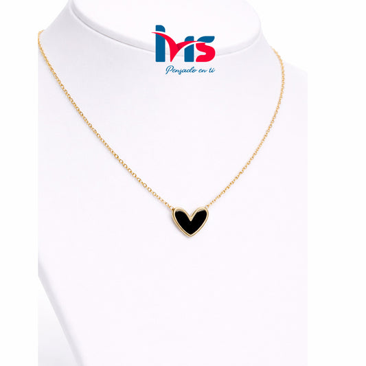 🖤 Collar Corazón Negro en Acero Inoxidable 304 - Elegante.