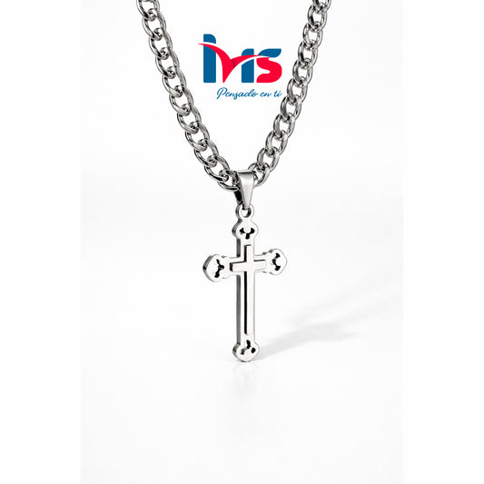 ✨ Collar Cruz Clásica en Acero Inoxidable 304 – Acabado Plata.