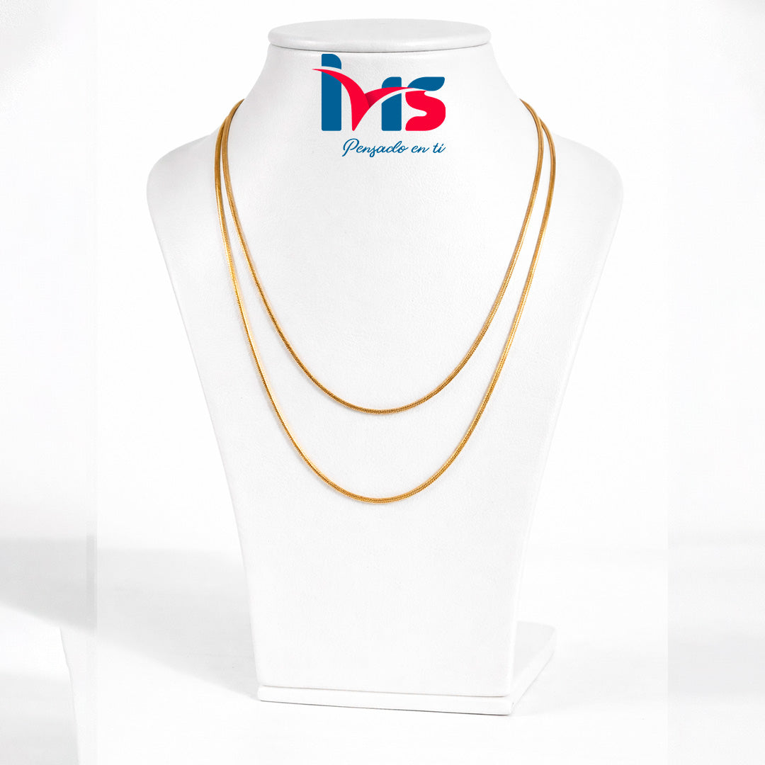 ✨ Collar Doble Tipo Snake Dorado – Acero Quirúrgico 316L Enchapado en Oro 18K Waterproof