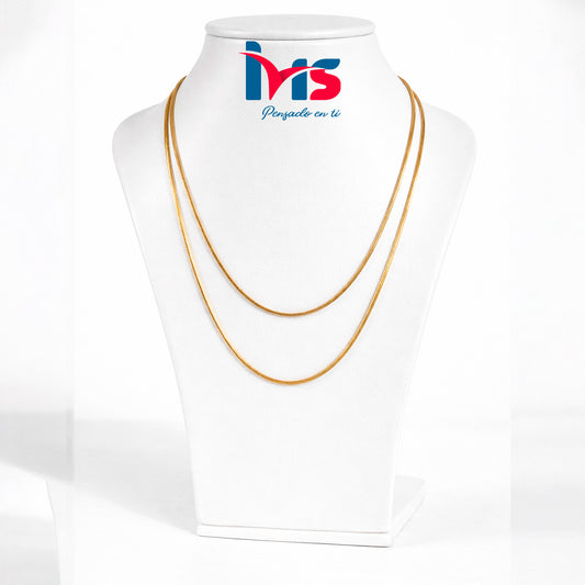 ✨ Collar Doble Tipo Snake Dorado – Acero Quirúrgico 316L Enchapado en Oro 18K Waterproof