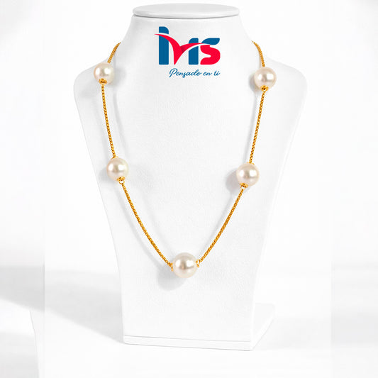 Collar Corbatero con Perlas – Elegancia Atemporal- Acero Quirúrgico 316L Waterproof.