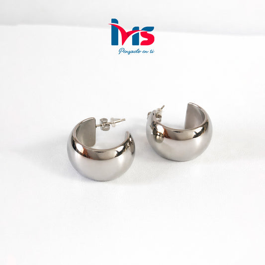 ✨ Aretes Media Argolla Pulida – Acero Quirúrgico 316L Waterproof.