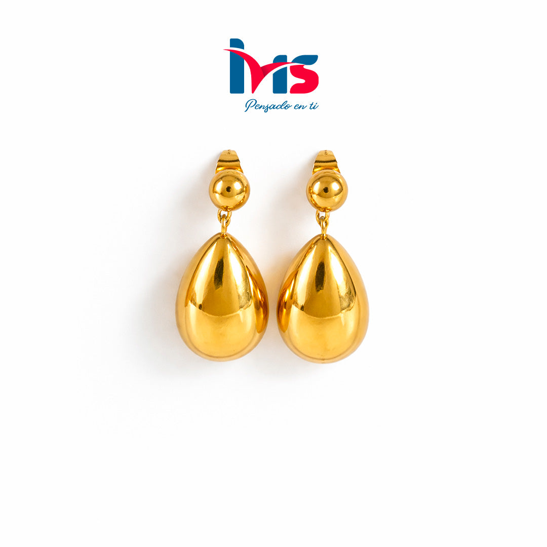 ✨ Aretes Colgantes Gota Pulida – Acero Quirúrgico 316L Enchapado en Oro 18K Waterproof.
