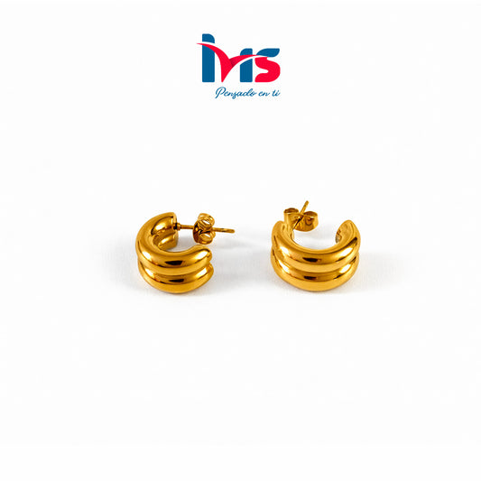 Aretes Mini Huggie Dorados de Acero Quirúrgico 316L Waterproof – Diseño Curvo Premium