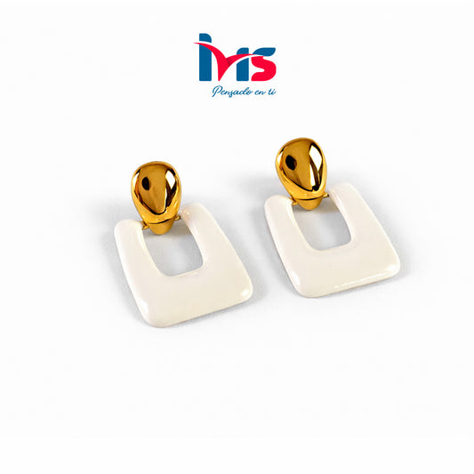 Aretes geométricos bicolor en acero quirúrgico 316L Waterproof