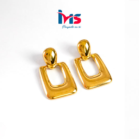 Aretes Geométricos Dorados en Acero Quirúrgico 316L Waterproof