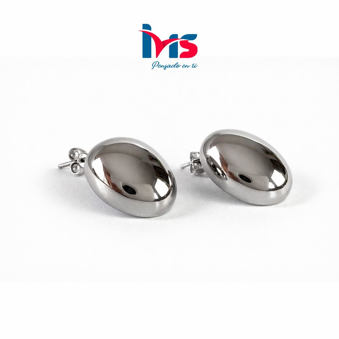 Aretes Ovalados de Acero Quirúrgico 316L Waterproof – Acabado Espejo