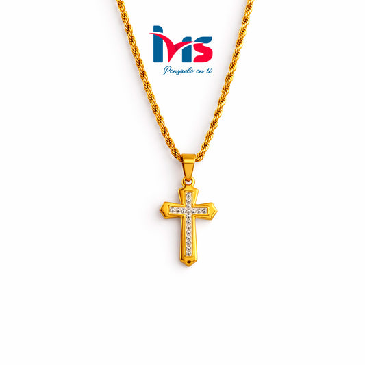 ✨ Collar Cruz Dorada en Acero Inoxidable 304. ✨
