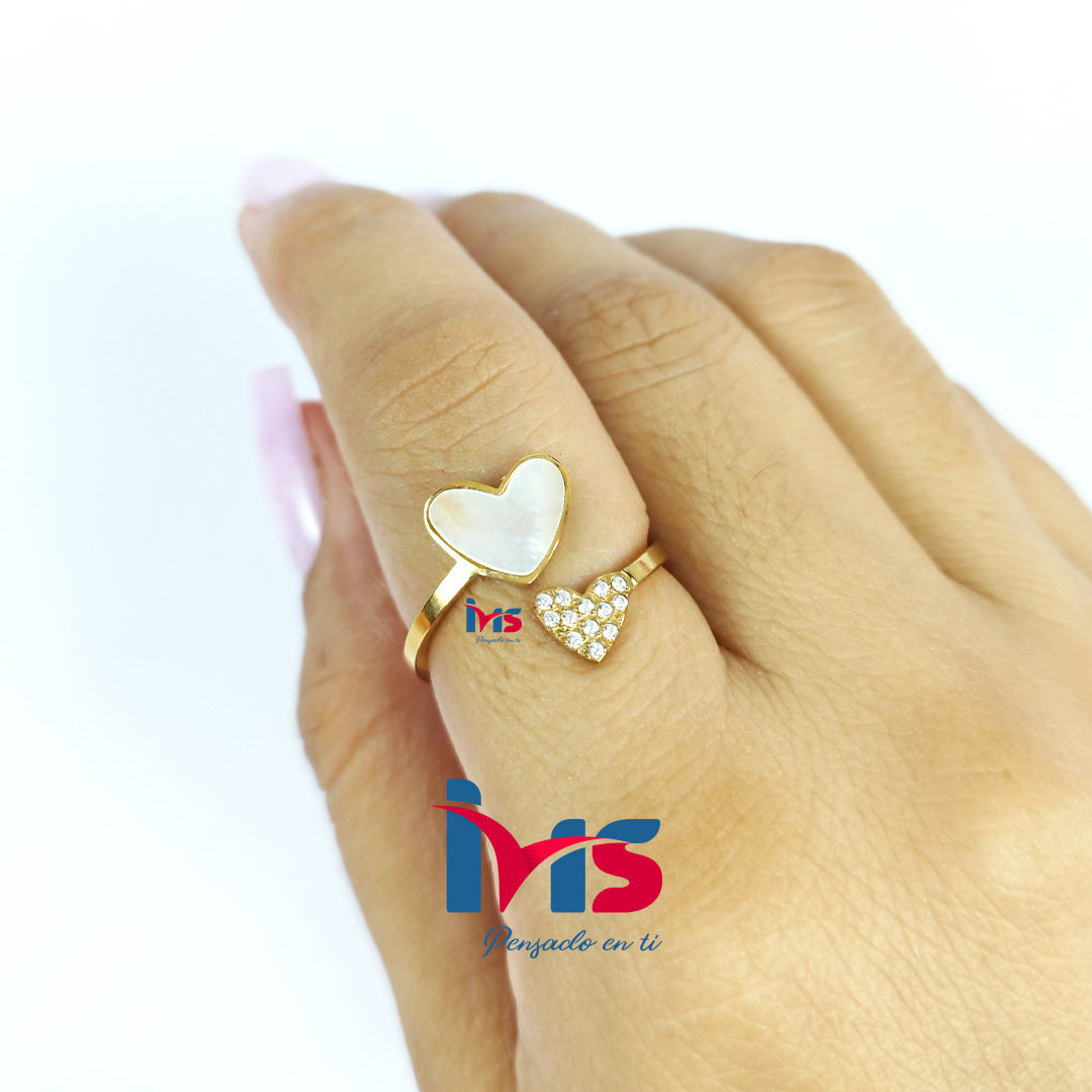 Anillo Corazones Ajustable | Acero 316L Premium, Enchapado en Oro y Recubrimiento PVD