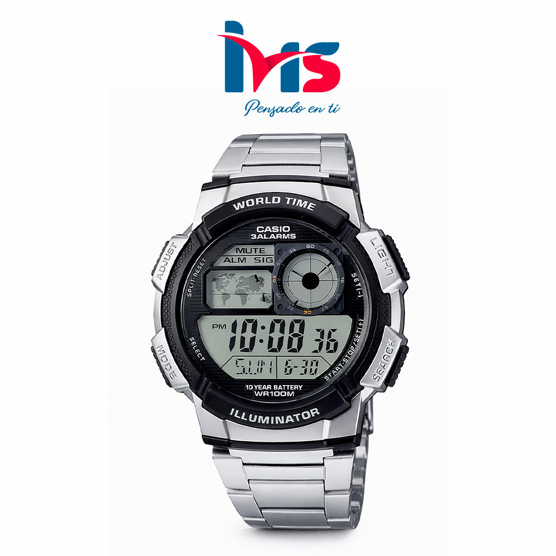 ⌚ Reloj Casio AE-1000WD-1AV Digital para Hombre | Hora Mundial 100 m