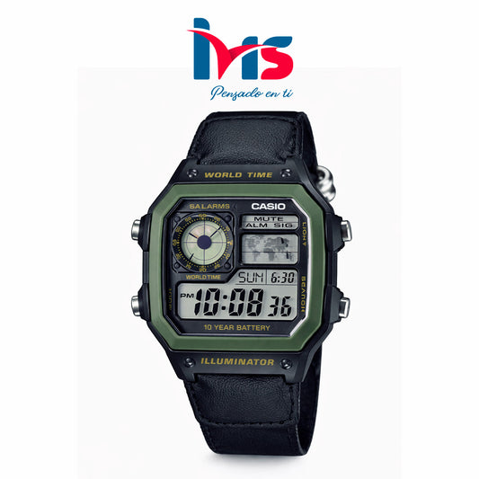 ⌚ Reloj Casio AE-1200WHB-1BV Hombre | World Time | Batería 10 Años