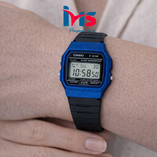 ⌚ Reloj Casio F-91WM-2A Unisex | Digital Clásico Azul