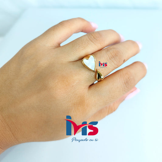 Anillo Corazón de Acero 316L Premium, Enchapado en Oro con Recubrimiento PVD