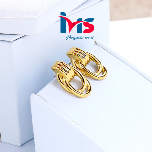 Aretes de Diseño Vintage – Estilo Eslabón Dorado - Acero Quirúrgico 316L, Waterproof