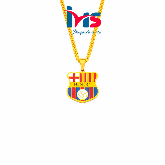 Collar Escudo BSC Dorado – Acero Inoxidable 304 - Mediana