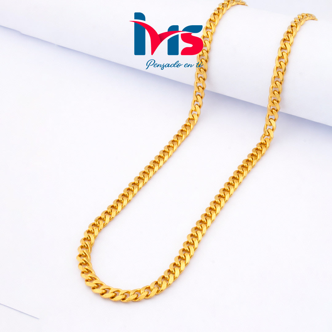 Cadena Dorada Tipo Cubana – Acero Inoxidable 304- hombre